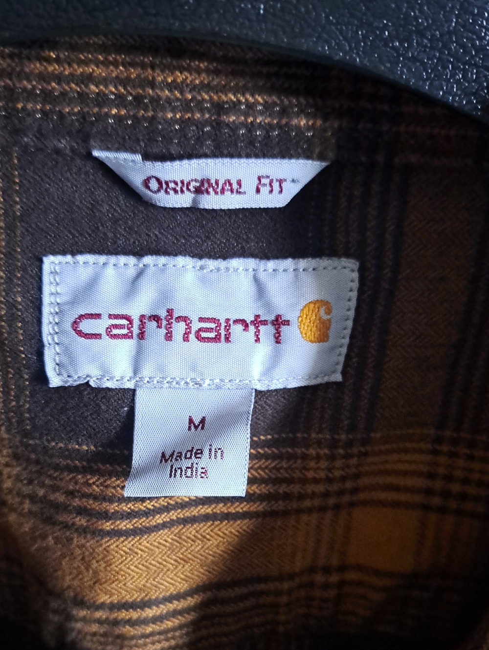 Carhartt Brown & Yellow Plaid Flannel Shirt - Picture 2 of 7